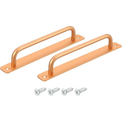 Lot de 2 poignées (210 x 25 x 36 mm) pour portes, armoires, portes de grange et portes en bois. Ces poignées en aluminium conviennent à la décoration intérieure et extérieure. Couleur : or. (1/5)