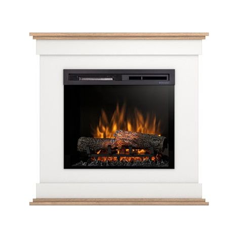 Caminetto elettrico a libera installazione a LED - 23" - Bianco opaco / Rovere chiaro - 93 x 90 x 29 - LENOX (1/5)