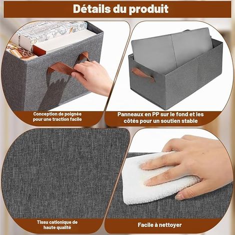 Boîtes de Rangement Vêtements avec Poignées Panier Cube Dressing Paniers en Tissu Pliables Boîte Organisateurs Placard pour Jouets Livres Armoire Étagères Chambre (1/2)