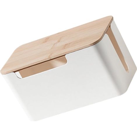 Boîte de Prise Bois Petit Format Couvercle Robuste, Gestionnaire de Ligne Électrique pour Maison et Bureau, Étui de Rangement pour Câbles et Chargeurs, Organisateur Câble Pratique (1/5)