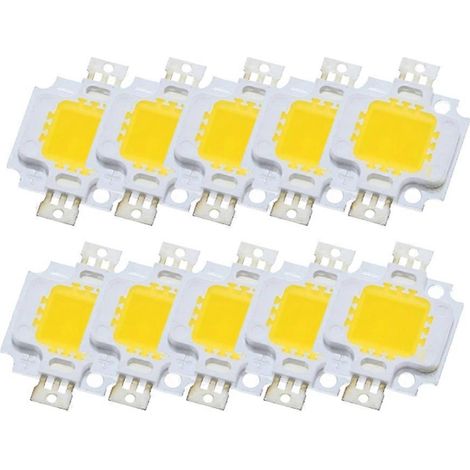 Lot de 10 ampoules LED 10 W à puce, lumière blanche haute puissance pour projecteur, blanc chaud (1/5)