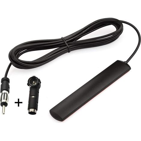 Autoradioantenne×5, FM-autoradioantenne, radio, patch voorruit, pastaantenne, FM 3 m kabel + DIN bus 41585 naar ISO-adapter voor auto's, radio's, vrachtwagens, universeel, herbruikbaar