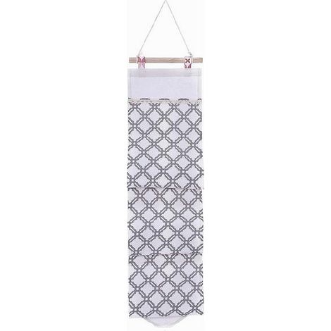 TRADE SHOP - Porta Rotolo Organizer Da Appendere Con 3 Tasche In Tessuto Grigio Bagno 79200 -