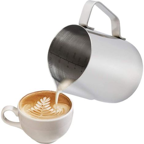 Pitcher À Lait - Acier Inoxydable 304 - Capacité 500 Ml - Bec Verseur Fin Pour Latte Art - Marquages Intégrés En Ml - Usage Café Espresso Et Boissons Chaudes Ou Froides - 1 Pièce (1/5)