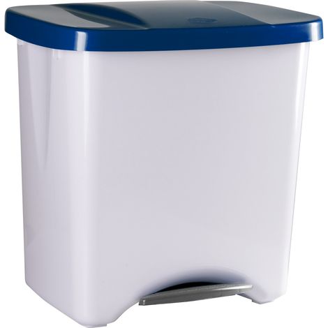 Poubelle écologique à pédale 50l couvercle bleu denox