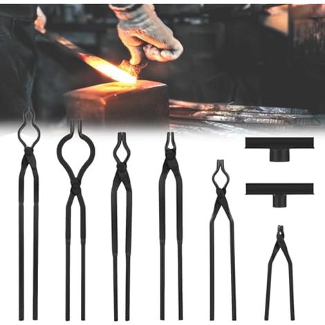 Pince de Forge, Lot de 8 Pinces Rapides à Faire Soi-Même - Ensemble de Types Variés Avec Tenailles de Forge en V en Gueule de Loup et en ZV etc. (1/5)