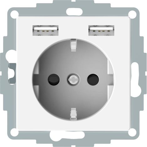 Merten MEG2366-0319 Schuko-Steckdose mit USB weiß polar (1/5)