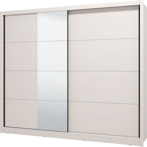 Guardaroba Grande Pedavena, Armadio Camera da Letto Appendiabiti, 8 Ripiani, 12 Vani, 251x215.5h cm Bianco Beige