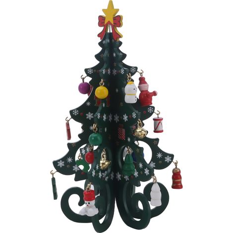 Adventskalender 2025, Mini-Weihnachtsbaum aus Holz, DIY-Weihnachtsbaumschmuck für Tisch, Zuhause, Büro, Geschenk für Kinder