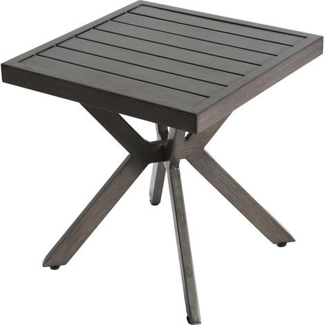 Table de jardin 45x45x47 cm, table d’appoint carrée en aluminium pour l’extérieur, étanche et antirouille, idéale pour terrasse, jardin ou piscine – Gris (1/5)