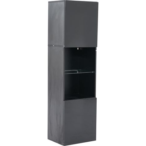 CAIziVitrine noire brillante avec éclairage LED, 45 x 35 x 160 cm (1/5)