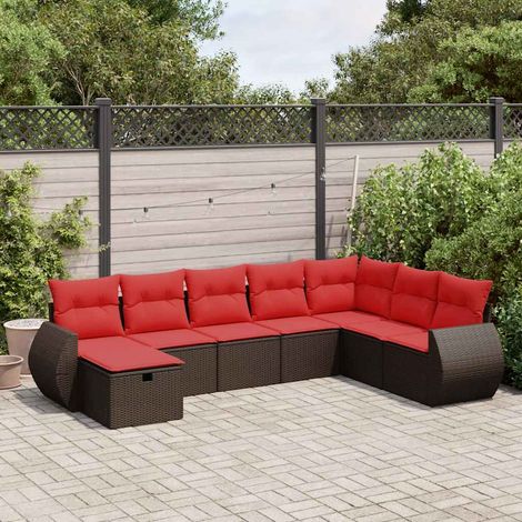Set sofás de jardín 8 piezas y cojines ratán sintético marrón vidaXL (1/5)