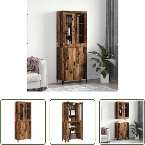 vidaXL Hochbrett - Highboard 2 pcs Altholz Holzwerkstoff (1/5)