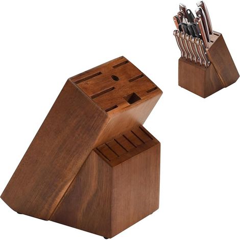 Bloc de couteaux de cuisine en bois, support universel pour couteaux de cuisine, 14 emplacements (1/5)