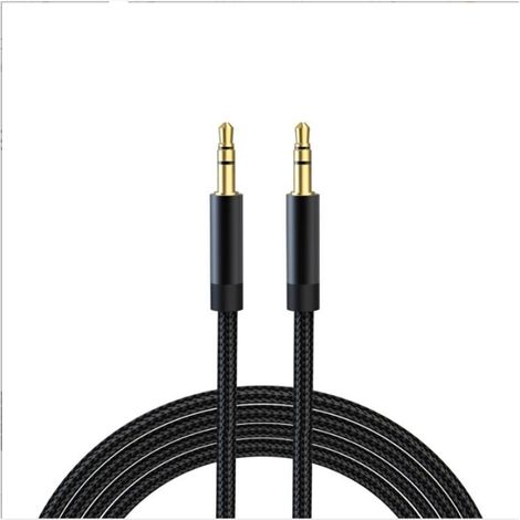 1.2M Noir Câble Jack Audio Câble Auxiliaire 3.5mm mâle vers mâle [Plaqué Or] stéréo en Nylon pour iPhone, Samsung, iPod, iPad, Voiture, Casque, Autoradio, Smartphones, MP3 etc. (1/4)