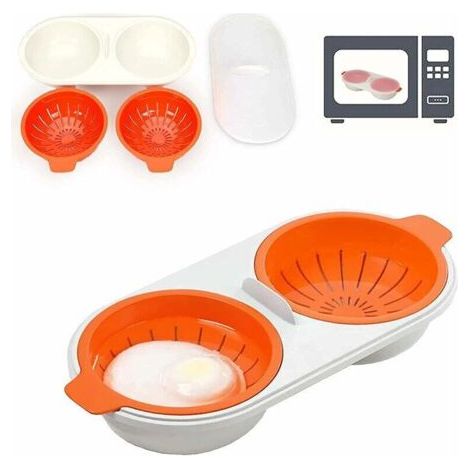 QORVA
-Chaudière à œufs à micro-ondes, chaudière à œufs à 2 couches avec paniers de vidange, plat à vapeur pour œufs de qualité alimentaire (Orange),de