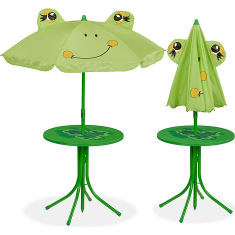 Conjunto de muebles de jardín infantil plegable mesa sillas sombrilla 49,5 x 49,5 cm de hierro verde 130007801 (1/5)