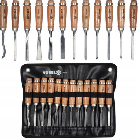 Set scalpelli per legno Vorel 12 pezzi legno naturale 200 mm