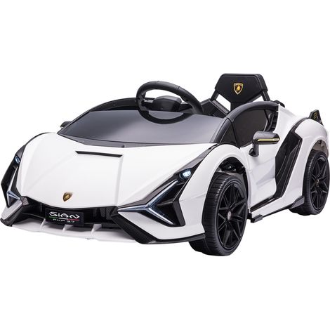Lamborghini Sian Licensed Electric Car for Kids, 12V Kids Electric Ride on Car Dual Motors, Remote Control, White (1/5)