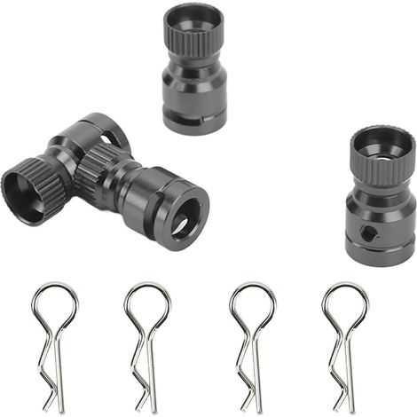 fixations magnétiques métalliques pour coques de voitures télécommandées, compatibles avec les coques en PC et PVC, noires. (1/5)