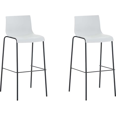 Set da 2 sgabelli da bar Hover in plastica con base a 4 gambe bianco nero