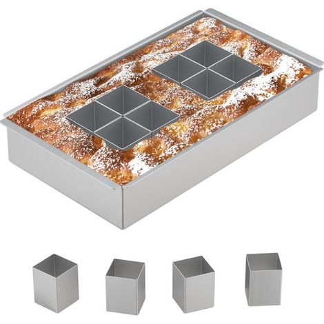 Molde para tartas con números y letras, con cuadrados, ajustable, de aluminio, 31,5 x 18 cm. (1/5)