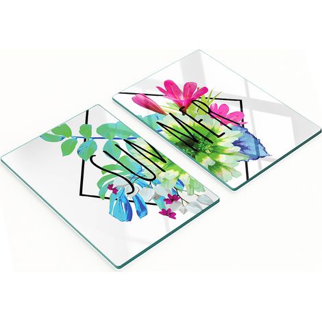 Set di taglieri da cucina in vetro temperato con motivo estivo, 2x40x52 cm (1/5)