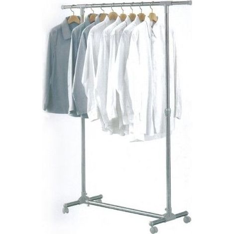 5Five Simply Smart – Portant à vêtements extensible en inox H 98,5-163 cm – Largeur 87-150 cm – 4 roulettes multidirectionnelles pour déplacement facile