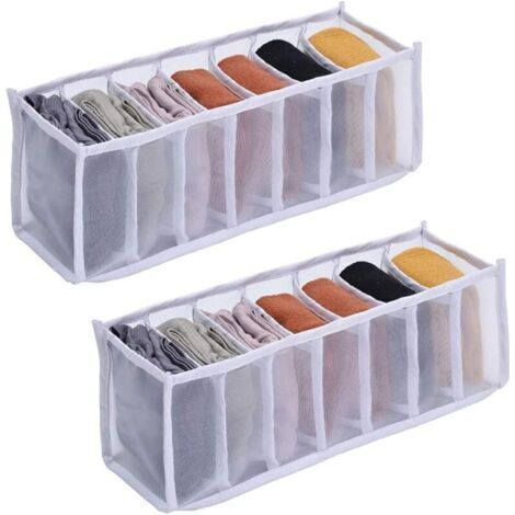 Lot de 2 boîtes de rangement pour tiroirs, sous-vêtements, soutiens-gorge, chaussettes, culottes, organiseurs de garde-robe (1/4)