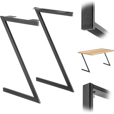 KADAX 2x Pieds de Table en Métal Bureau Loft ""avec"" Noir Industriel 53x79 cm (1/5)