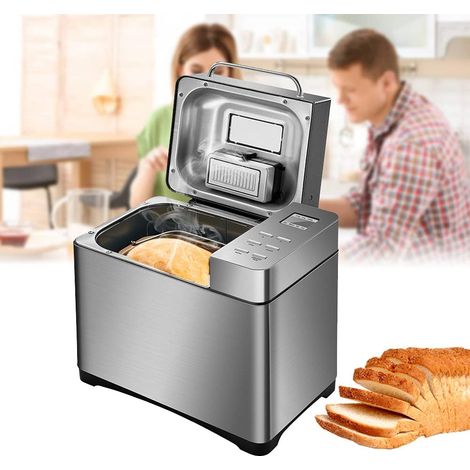 Machine à pain 19 en 1, en acier inoxydable avec panneau tactile numérique, 650 W avec boîte à ingrédients automatique, pour la cuisine, la caravane, le camping, les fêtes, les restaurants (1/5)