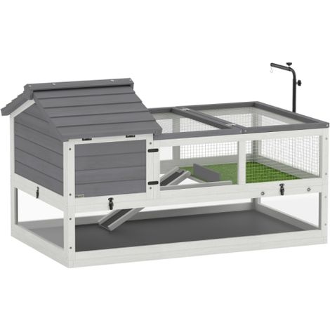 Casetta in legno per tartarughe, recinto per tartarughe con due casette principali, tetto incernierato, lampadario, colore grigio, realizzata in loco. (1/5)