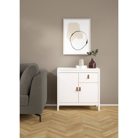 Dmora - Aparador Lucienne, Bufé de salón, Aparador de salón, Despensa de cocina, 82x38 h80 cm, Blanco (1/5)