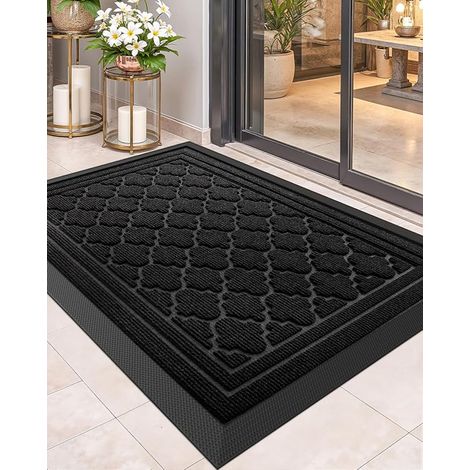 Paillasson Exterieur Tapis Exterieur Tapis d'entrée Tapis de Porte Couloir Chambre Balcon Jardin - Noir (1/5)