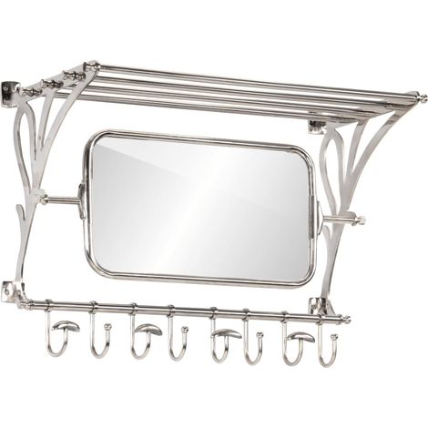 Soporte de equipaje con perchas y espejo de pared aluminio