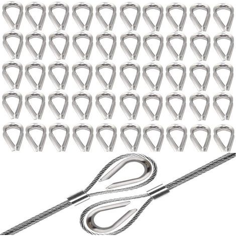 50 Stück Edelstahlkabelschuhe Ø 3 mm, aus Edelstahl A4 V4A in Industriequalität, seewasser- und säurebeständig. Kabelschuhe für Metallkabelschuhe (1/4)