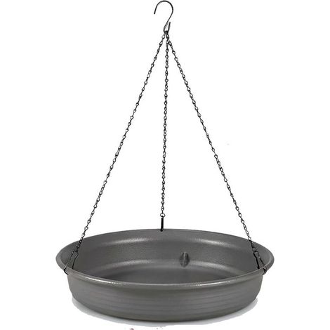 Vaschetta per uccelli sospesa, mangiatoia per uccelli, abbeveratoio da giardino, luogo per bere e fare il bagno per uccelli, in plastica, 24 x 24 x 6 cm. Per uso esterno, uso quotidiano. (1/5)