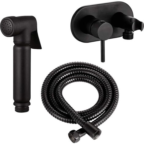 Ensemble de douchette design WC/bidet Shattaf - Avec mitigeur - Couleur : noir mat (1/5)