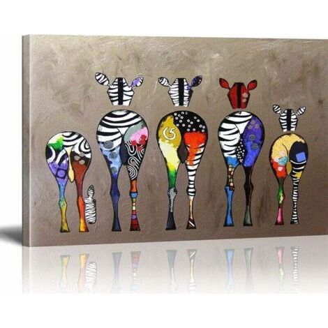 Tableau street art zèbre coloré 40x50cm – Impression HD sur toile – Décoration murale moderne – Cadeau pour amateurs d'art (1/5)