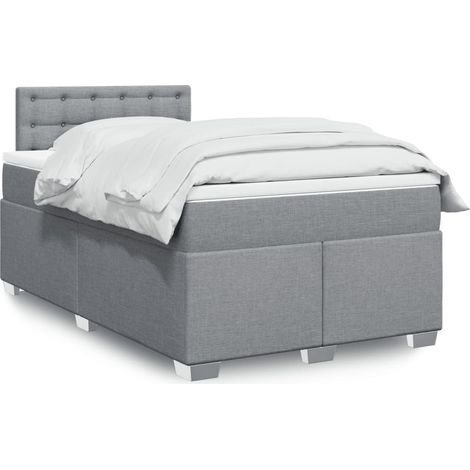 Boxspringbett mit Matratze Hellgrau 120x200 cm Stoff