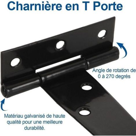 10 charnières en T de six pouces, charnières en T robustes, charnières de porte en T, avec 70 vis, adaptées aux portes, fenêtres (1/4)