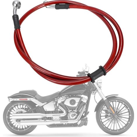 Durite frein hydraulique moto Tuyau d'huile de frein en acier inoxydable 28 degrés M10 500-2000mm Universel pour Pit Dirt Bike Motocross Street Bike ATV (Rouge, 700mm) (1/5)