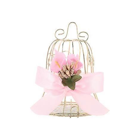 Boîte à bonbons de mariage en métal en forme de cage à oiseaux (rose) (1/2)