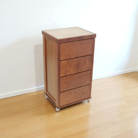 Carrello salvaspazio in legno faggio con cassetti LANDHELL Noce (1/3)