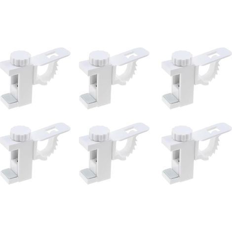 6 Pieces No Drill Curtain Rod Bracket, Adjustable Plastic Crossbar, Towel Storage Holder and Organizer Hook (1/5)