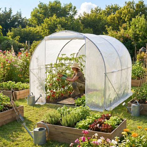 Serre Tunnel 2x3m PE Armé Green Protect BIANCA avec Porte (1/5)