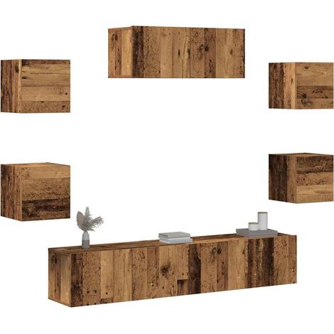 Ensemble de meuble TV mural 5 pcs vieux bois (1/5)