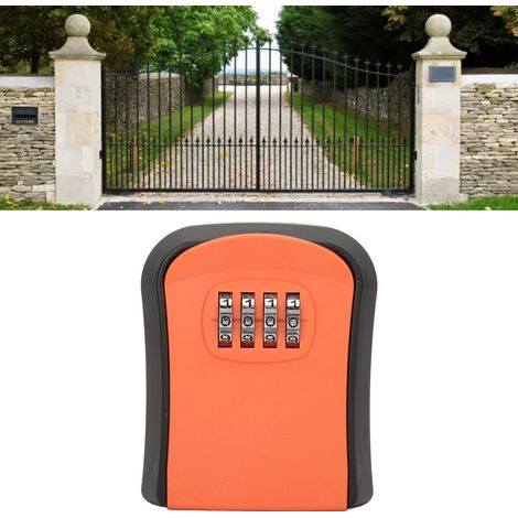 Coffre à clés à combinaison, étanche et mural, pour ranger vos clés à l'intérieur et à l'extérieur. Peut contenir 5 clés (SX01 orange). (1/5)