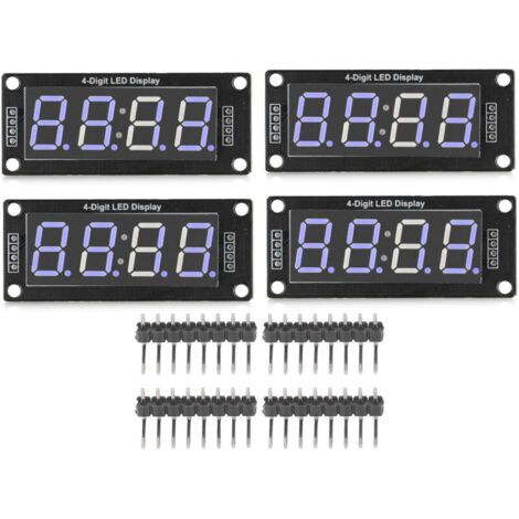 4 Modules d'affichage LED TM1637 7 segments avec tubes numériques 4 chiffres 0.56 pouces bleus pour horloge