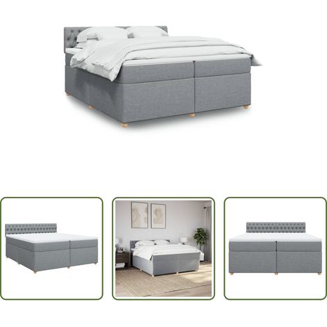 vidaXL Taschenfederkern - Boxspringbett mit Matratze Hellgrau 200x200 cm Stoff (1/5)
